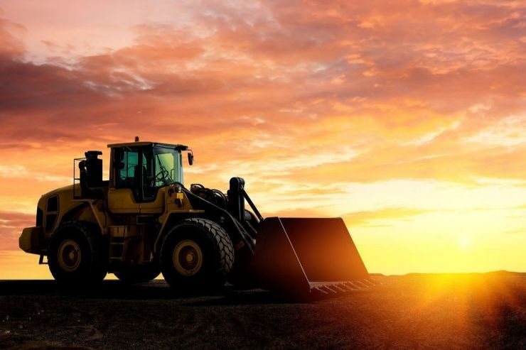 earth mover at sunset