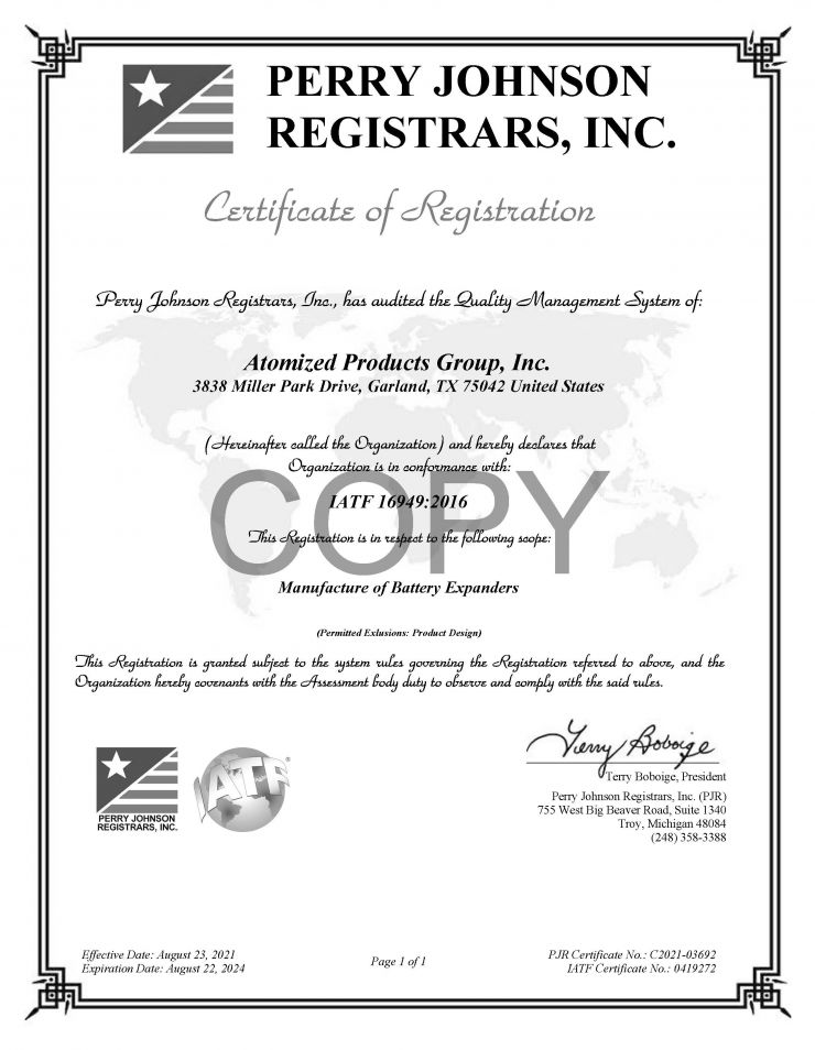 Texas ISO certificate